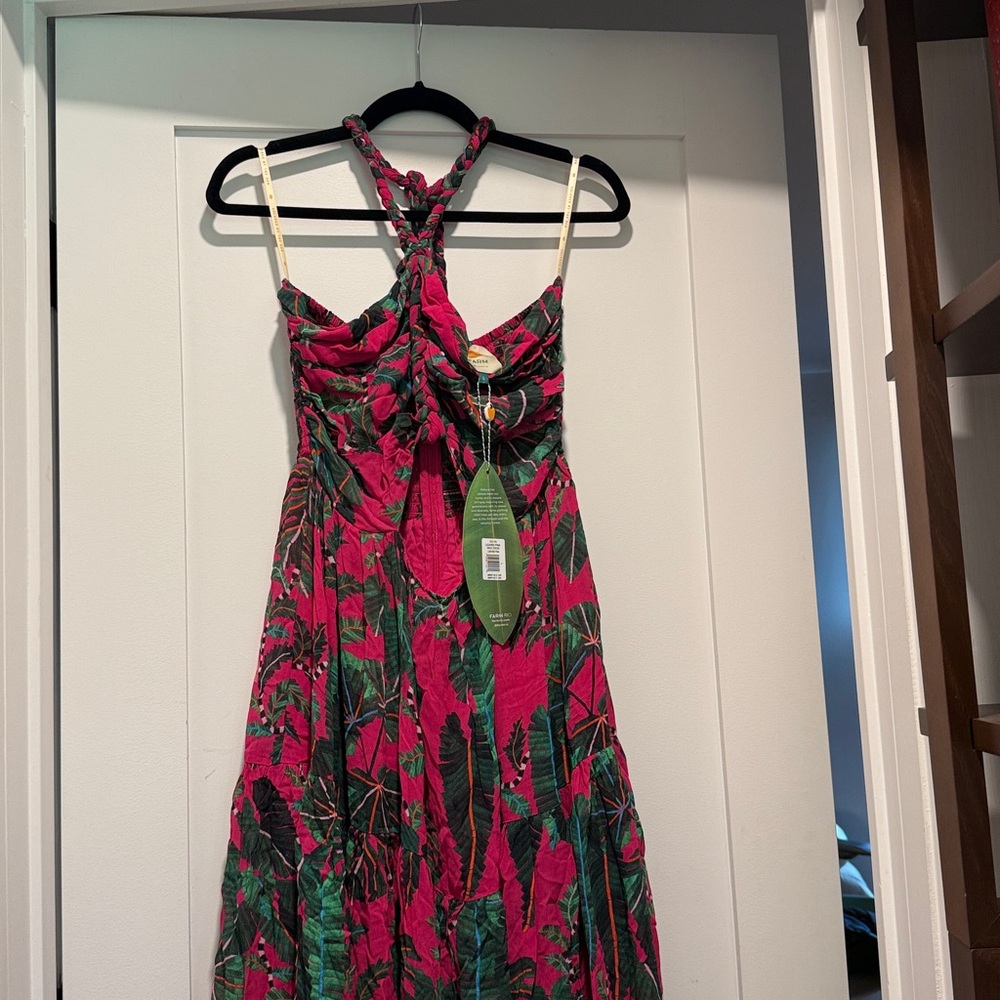FARM Rio Leaves Pink Maxi Dress NWT $250